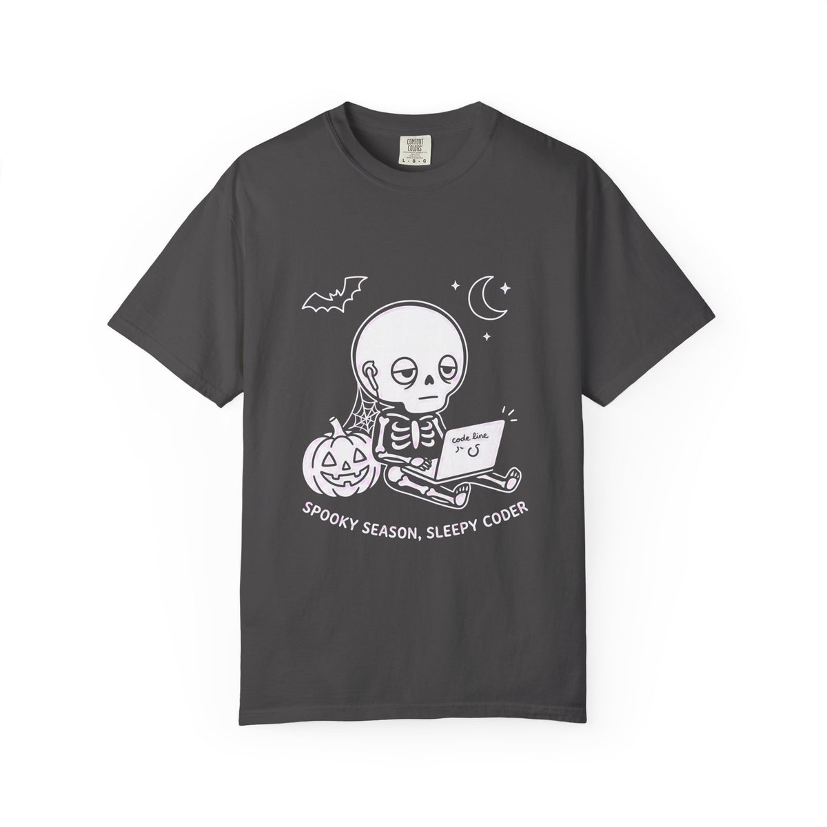 Spooky Season Sleepy Coder Shirt, Cute Skeleton Programmer Tee, Halloween Coding Shirt, Computer Nerd Gift, Funny Developer T-Shirt
