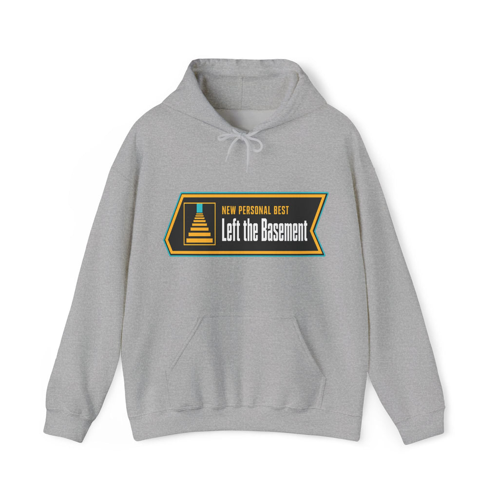 New Personal Best Left the Basement Funny Programmer Hoodie, Computer Geek Sweatshirt, Sarcastic Coder Gift, Nerdy IT Humor Pullover