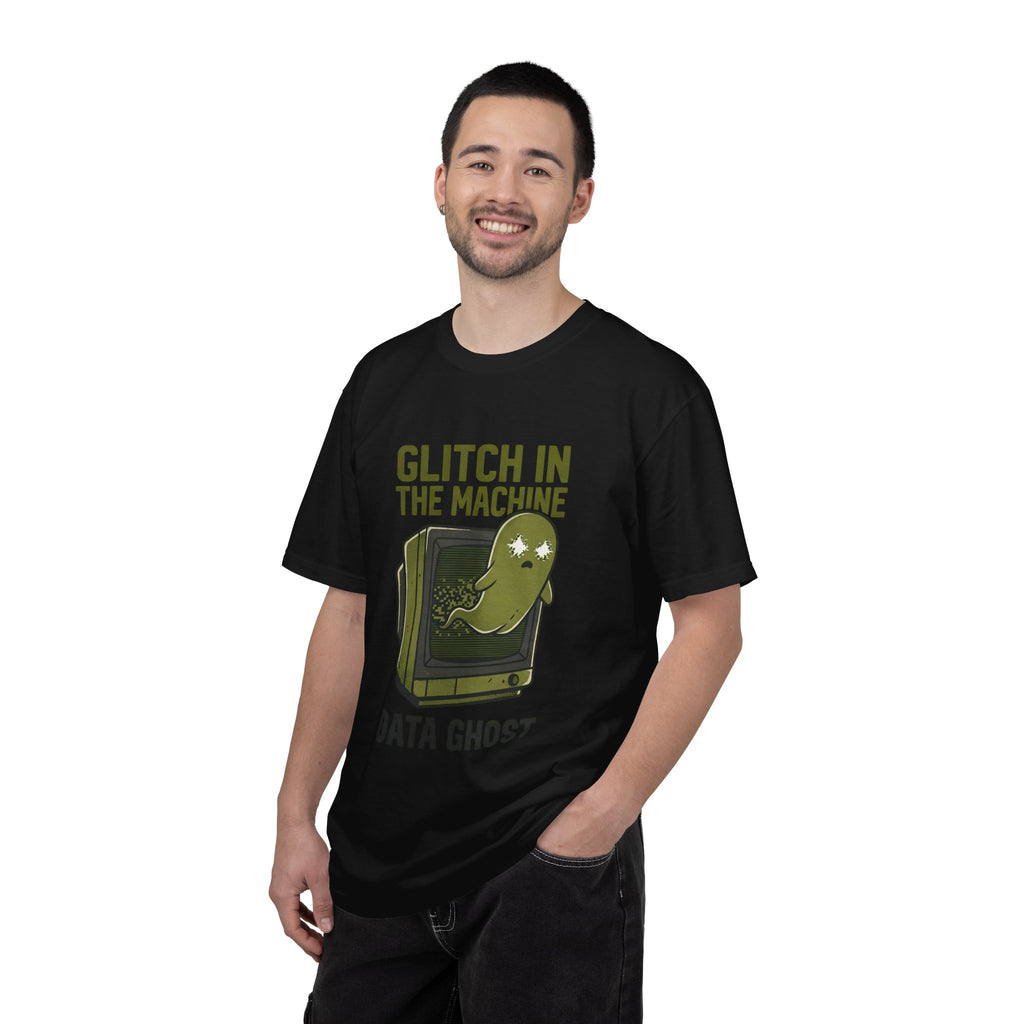 Glitch in the Machine Ghost T-Shirt, Funny Halloween Shirt for Programmers, Software Developers & IT Nerds, Retro CRT Computer Graphic Tee
