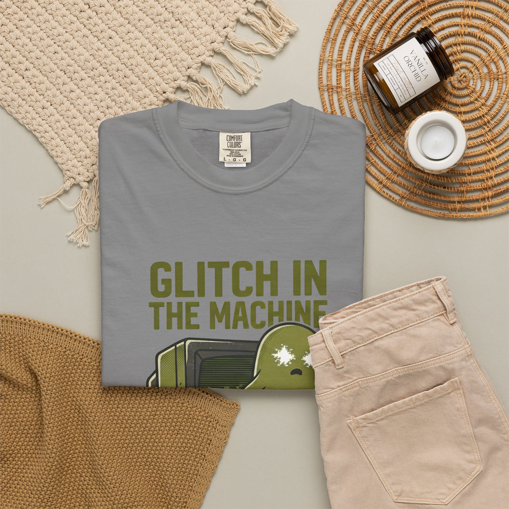 Glitch in the Machine Ghost T-Shirt, Funny Halloween Shirt for Programmers, Software Developers & IT Nerds, Retro CRT Computer Graphic Tee