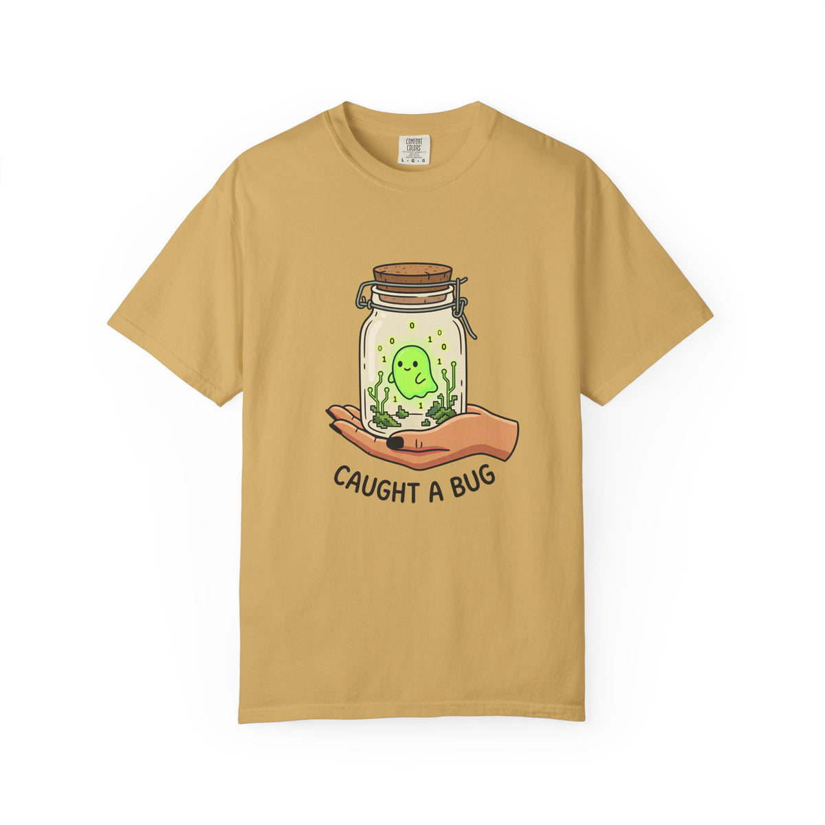 Caught a Bug Ghost in a Jar T-Shirt, Funny Halloween Shirt for Programmers, Developers & Computer Geeks, Cute Data Ghost Terrarium Tee
