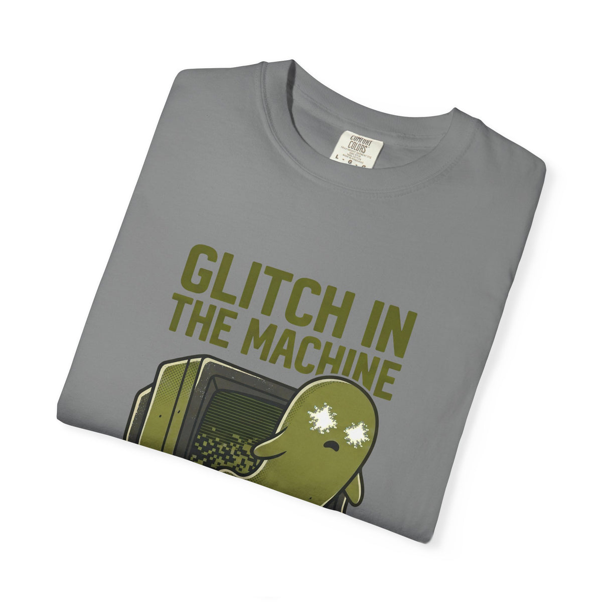 Glitch in the Machine Ghost T-Shirt, Funny Halloween Shirt for Programmers, Software Developers & IT Nerds, Retro CRT Computer Graphic Tee