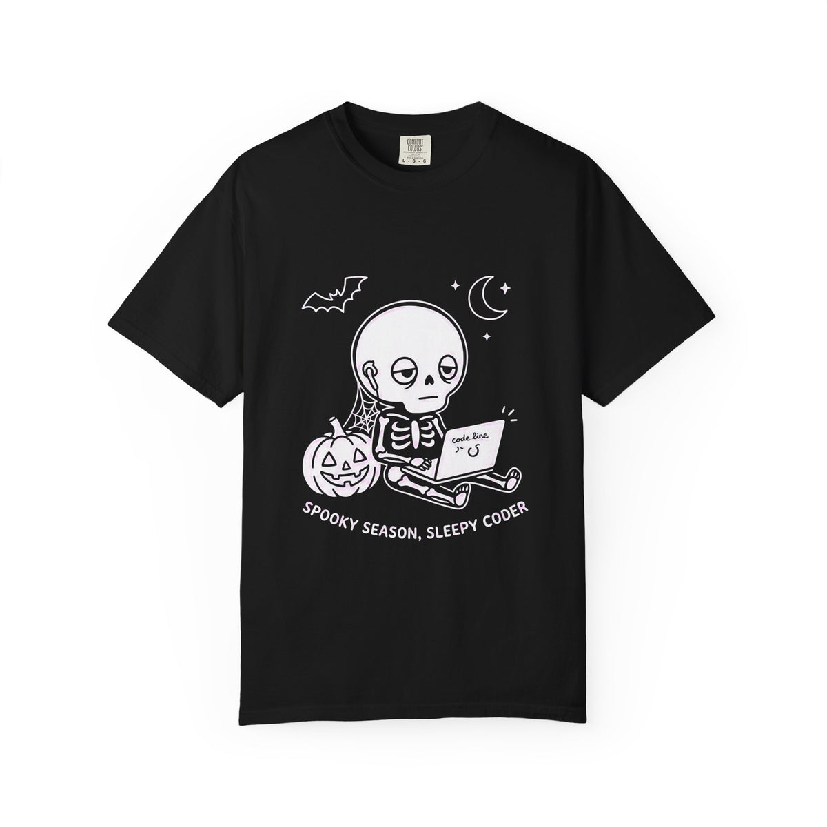 Spooky Season Sleepy Coder Shirt, Cute Skeleton Programmer Tee, Halloween Coding Shirt, Computer Nerd Gift, Funny Developer T-Shirt