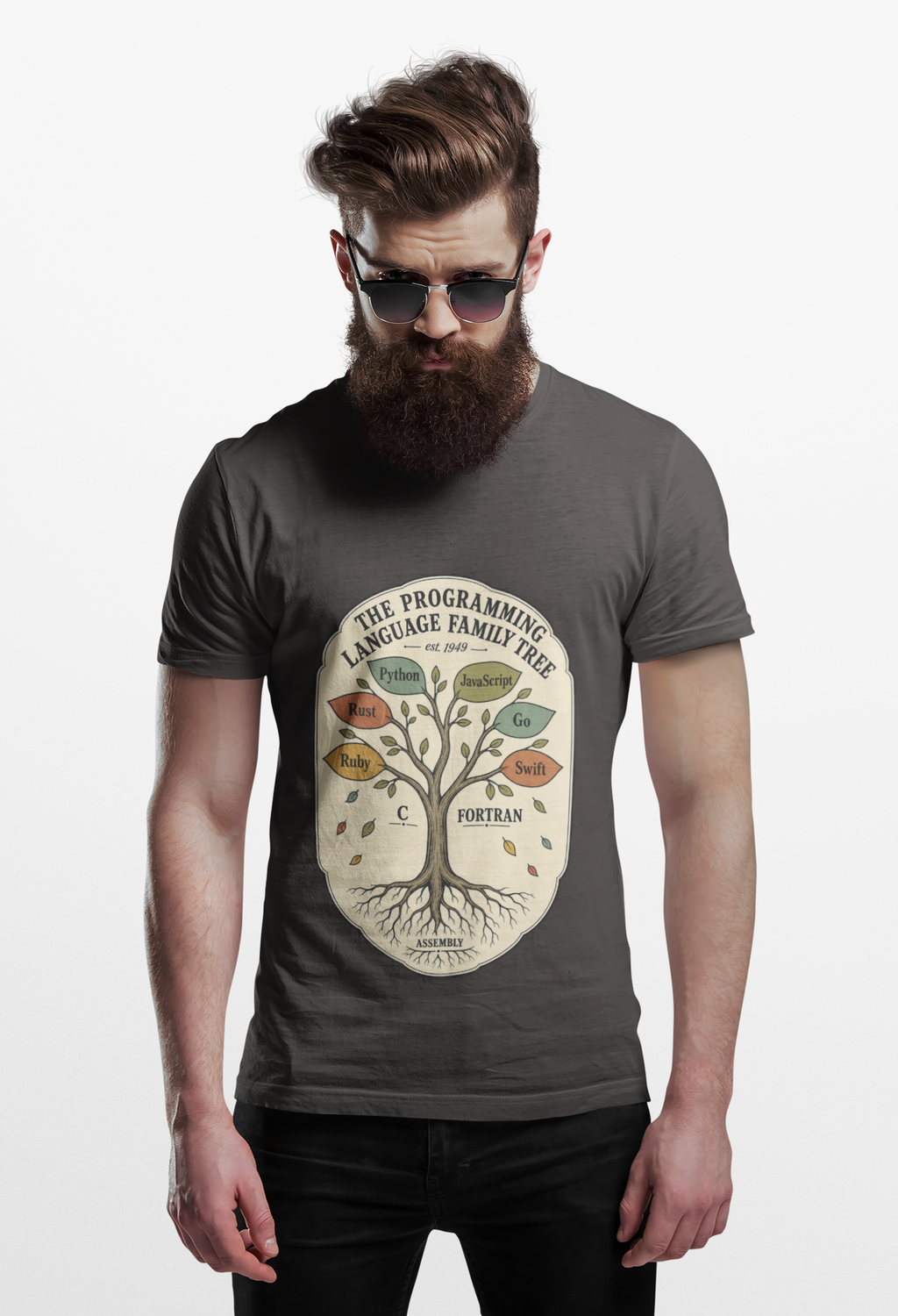 Programming Language Family Tree Shirt, Computer Science Tee, Coder History Chart, Software Engineer Gift, Programmer T-Shirt