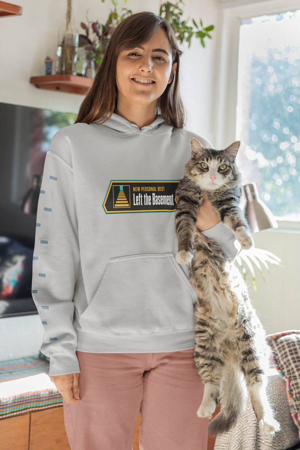 New Personal Best Left the Basement Funny Programmer Hoodie, Computer Geek Sweatshirt, Sarcastic Coder Gift, Nerdy IT Humor Pullover