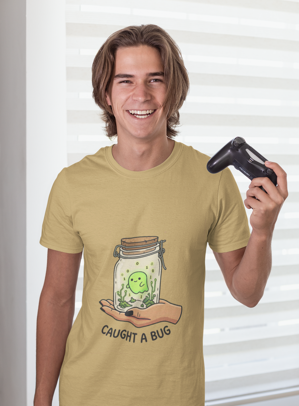 Caught a Bug Ghost in a Jar T-Shirt, Funny Halloween Shirt for Programmers, Developers & Computer Geeks, Cute Data Ghost Terrarium Tee