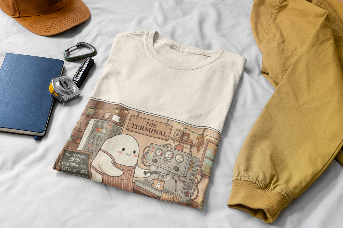 Halloween Ghost Barista Shirt, Funny Coffee Nerd Tee, Programmer Halloween T-Shirt, Computer Science Gift, Error 404 Extra Shot, Comfort Colors