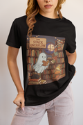 The Stack Overflow Shirt, Funny Programmer Halloween Tee, Haunted Bookstore Ghost T-Shirt, Bookish Coder Gift, Cozy Autumn Nerd Shirt