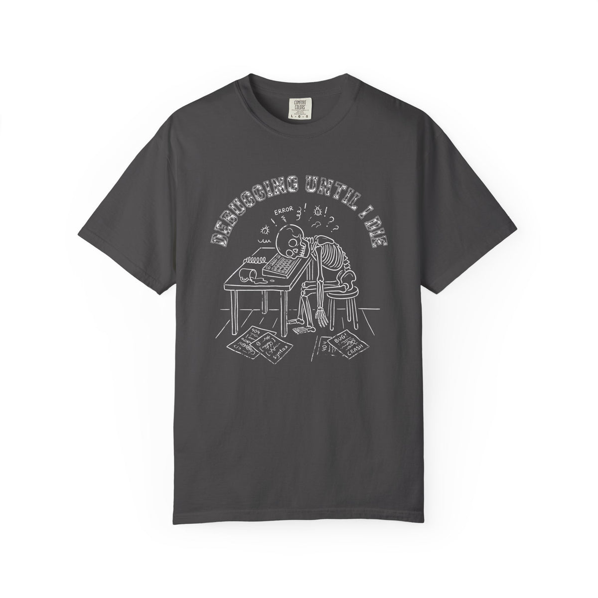 Debugging Until I Die Shirt, Funny Programmer Halloween Tee, Skeleton Coder T-Shirt, Software Developer Gift, Computer Nerd Tee