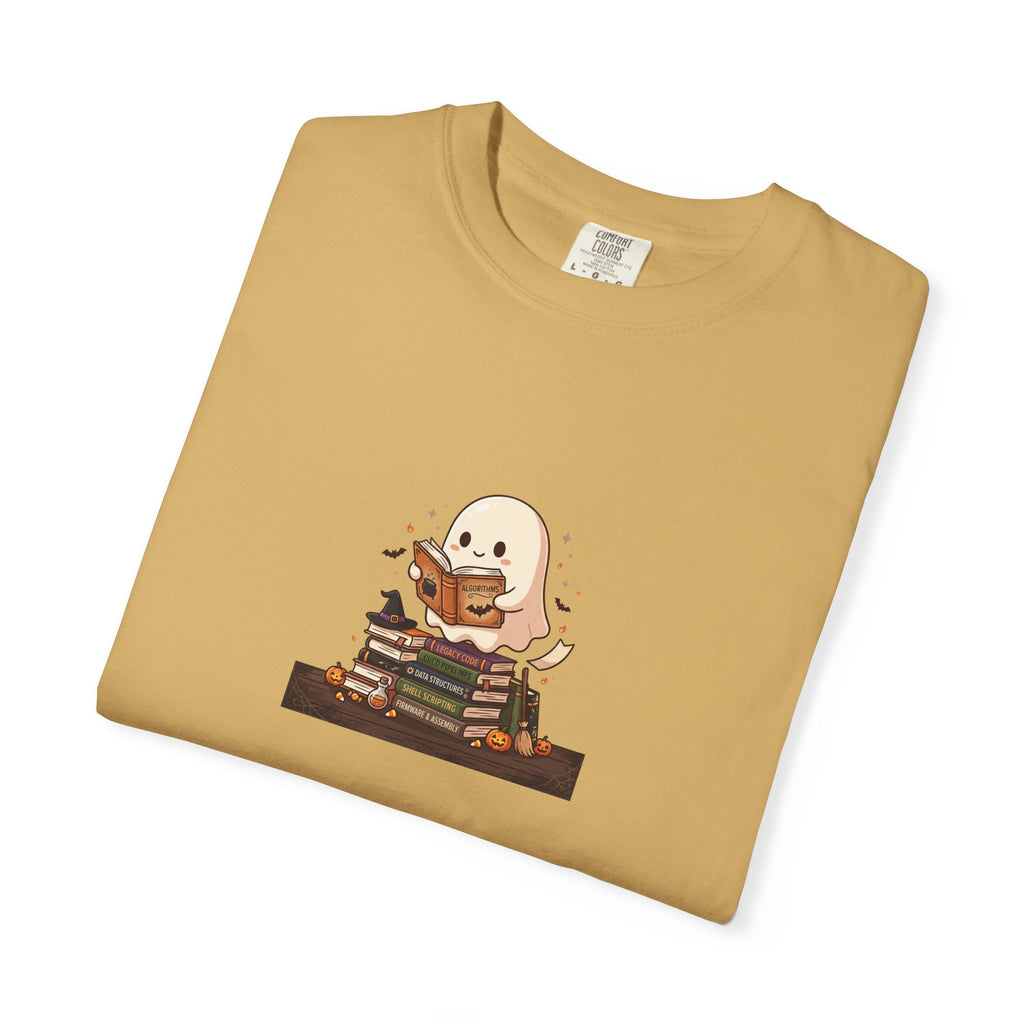Ghost Reading Stack T-Shirt — Cute Bookish Halloween Tee