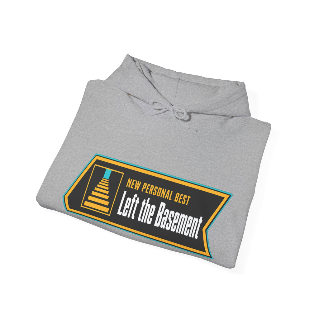 New Personal Best Left the Basement Funny Programmer Hoodie, Computer Geek Sweatshirt, Sarcastic Coder Gift, Nerdy IT Humor Pullover