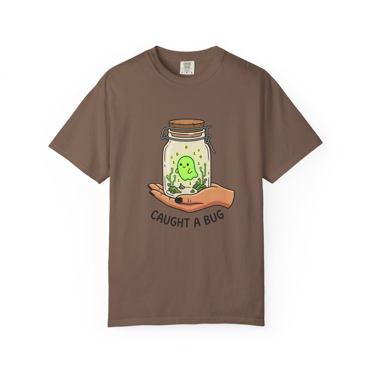 Caught a Bug Ghost in a Jar T-Shirt, Funny Halloween Shirt for Programmers, Developers & Computer Geeks, Cute Data Ghost Terrarium Tee