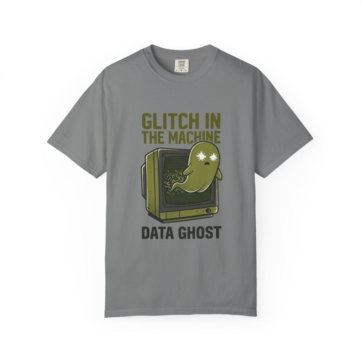 Glitch in the Machine Ghost T-Shirt, Funny Halloween Shirt for Programmers, Software Developers & IT Nerds, Retro CRT Computer Graphic Tee