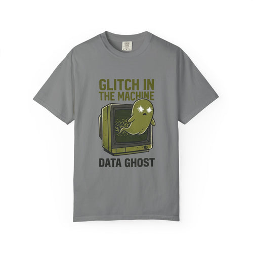 Glitch in the Machine Ghost T-Shirt, Funny Halloween Shirt for Programmers, Software Developers & IT Nerds, Retro CRT Computer Graphic Tee