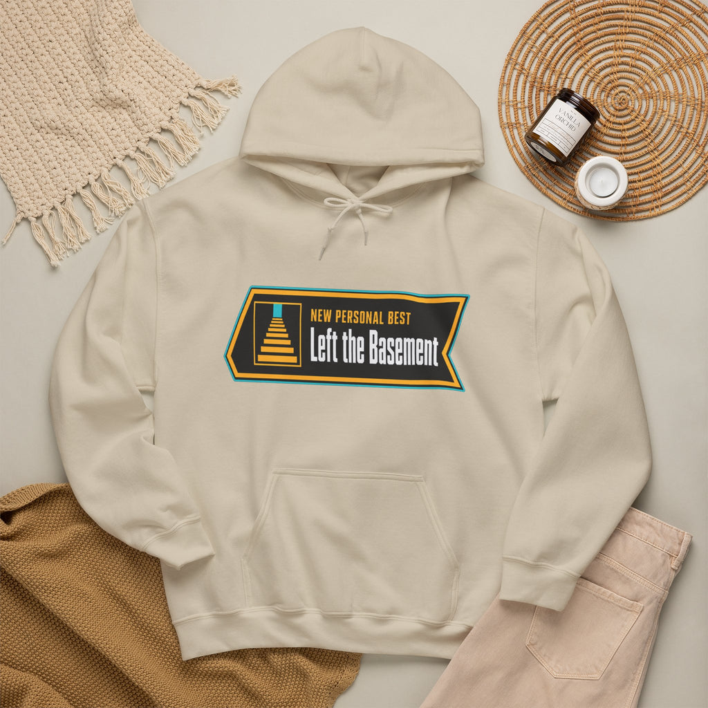 New Personal Best Left the Basement Funny Programmer Hoodie, Computer Geek Sweatshirt, Sarcastic Coder Gift, Nerdy IT Humor Pullover