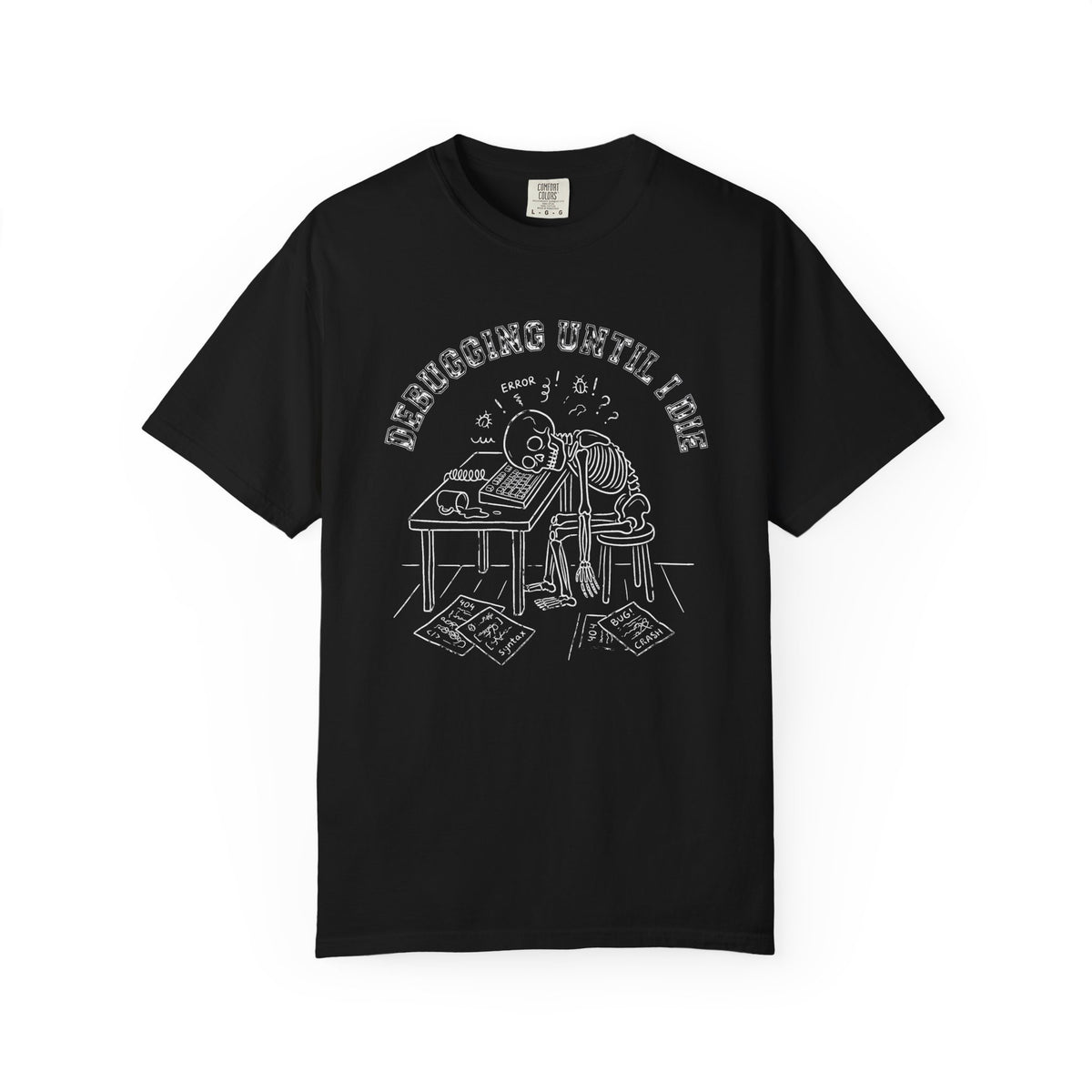 Debugging Until I Die Shirt, Funny Programmer Halloween Tee, Skeleton Coder T-Shirt, Software Developer Gift, Computer Nerd Tee