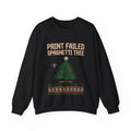 Print Failed Ugly Christmas Sweatshirt, Funny 3D Printer Crewneck, Maker Gift, Filament Spaghetti Xmas Sweater, Knit Look Nerd Holiday